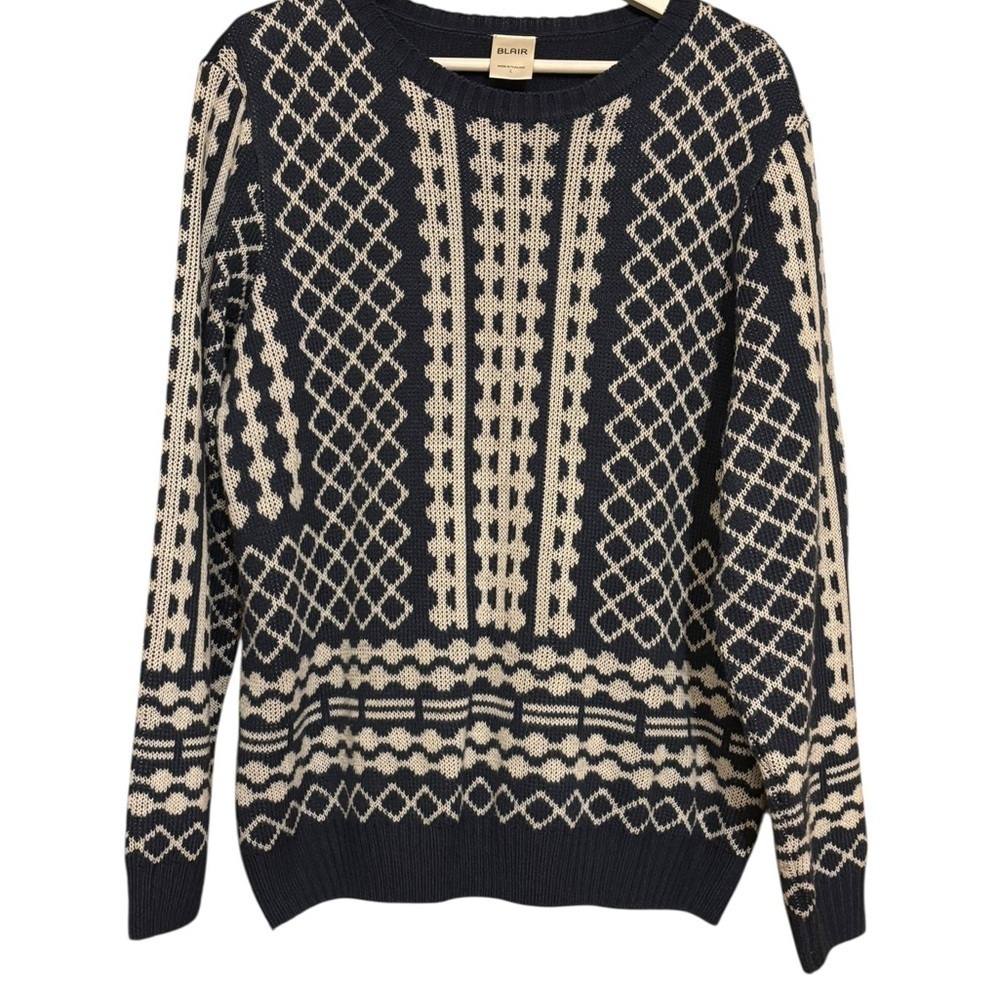 Cozy Chic Stylish Geometric Patterned Knit Sweater
